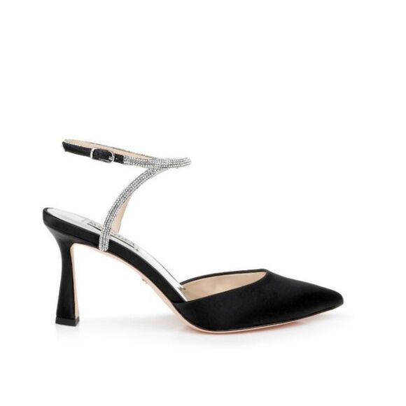 Badgley Mischka Kamilah Pointed Toe Stiletto in Black Satin - Picture 9 of 12